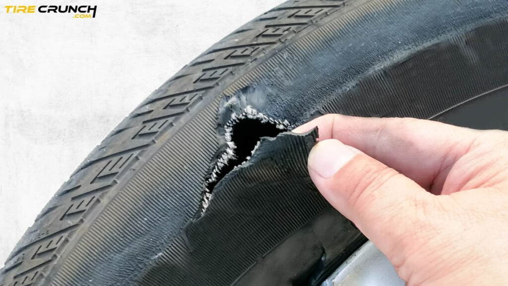 Tire Blowout - rupture on tire sidewall