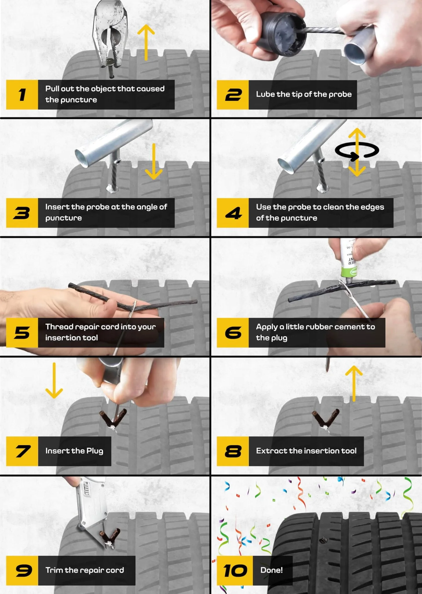 How to Use a Tire Repair Kit? Step-by-Step Guide (+Video) 2 How to Use a Tire Repair Kit: Infographic