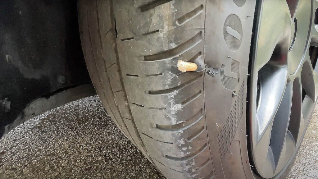 Nail in tire sidewall